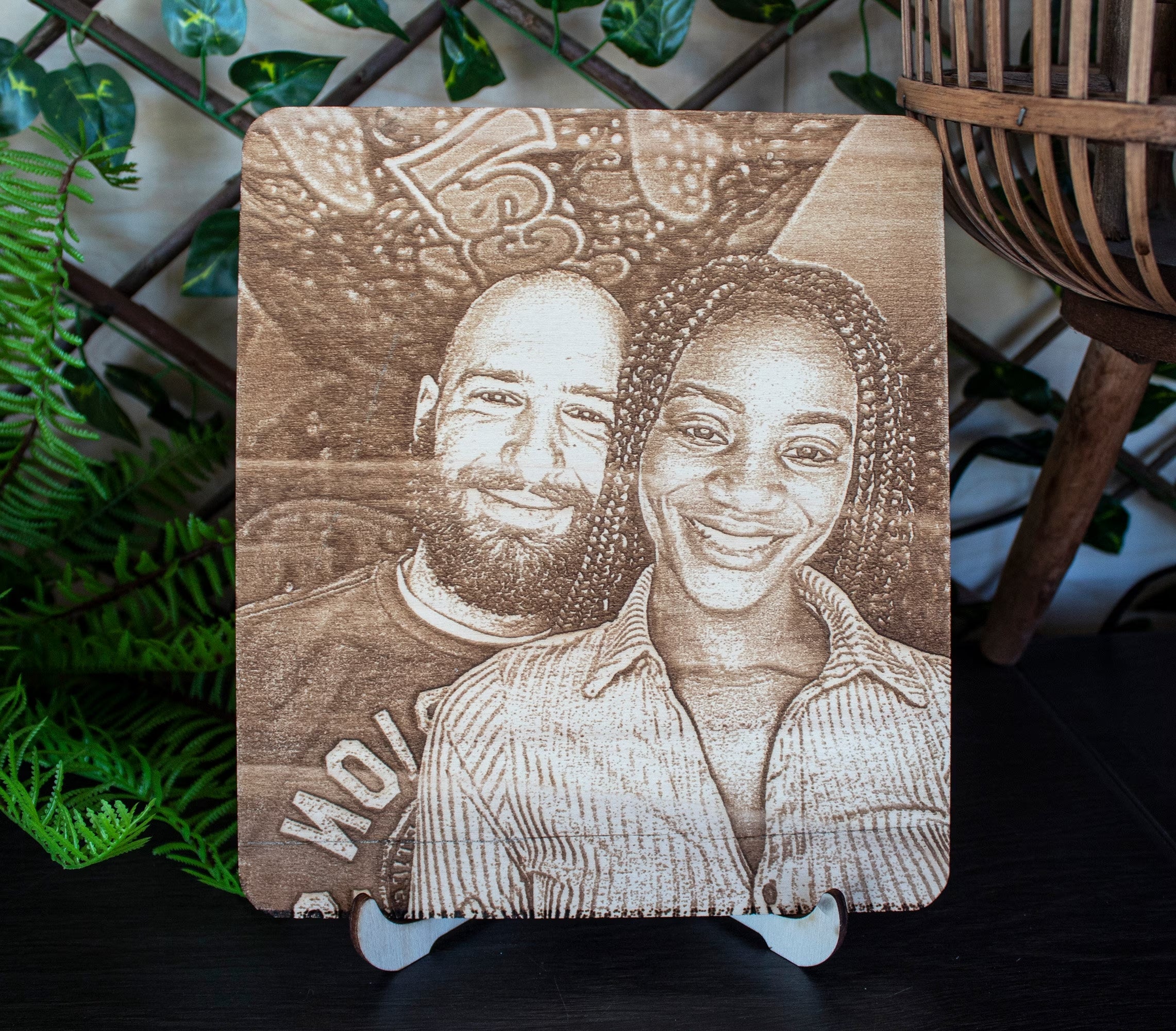 Custom Wooden Portrait with Base