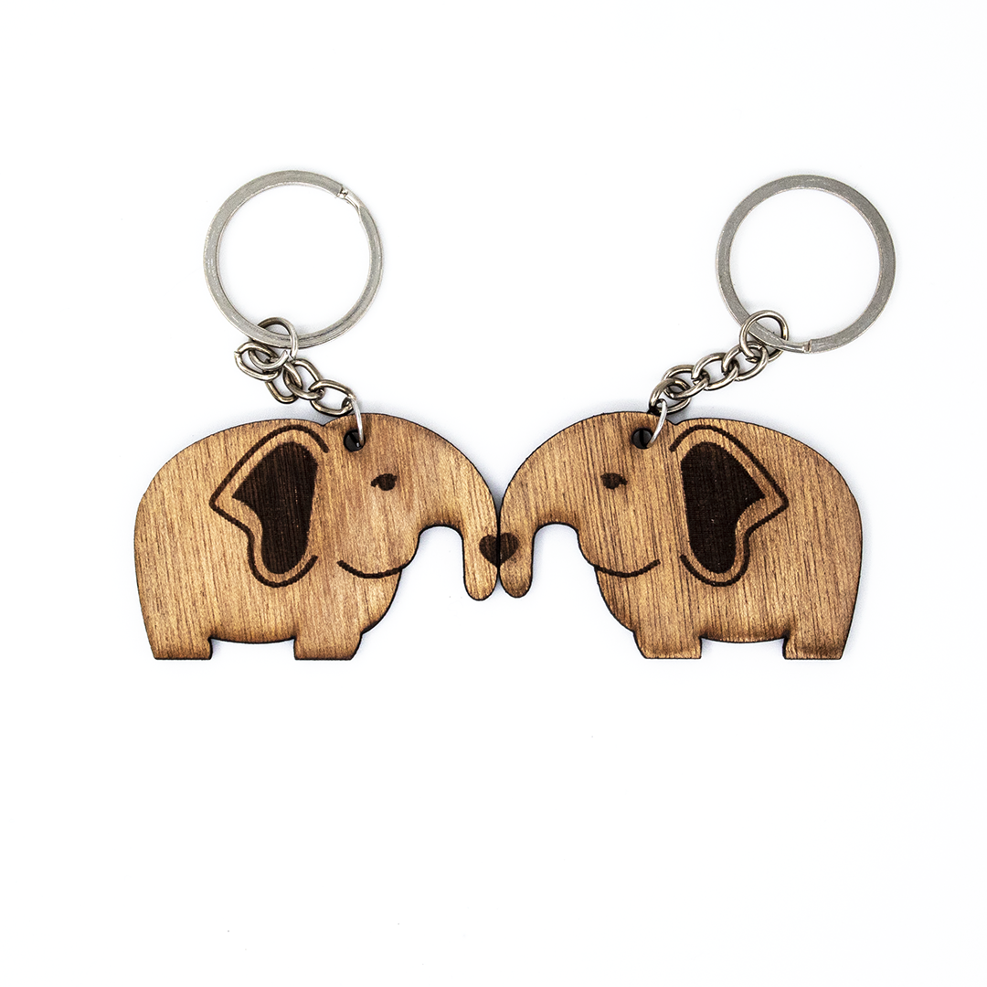 Elephant Wooden Keyring Set - Wooden Keyring Set - Wooderland
