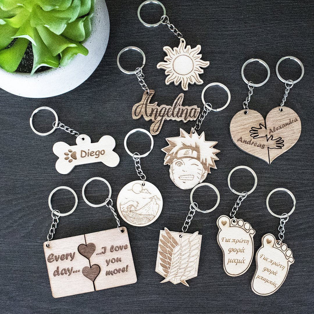 Personalized Wooden Keyrings - Custom Wooden Keychains
