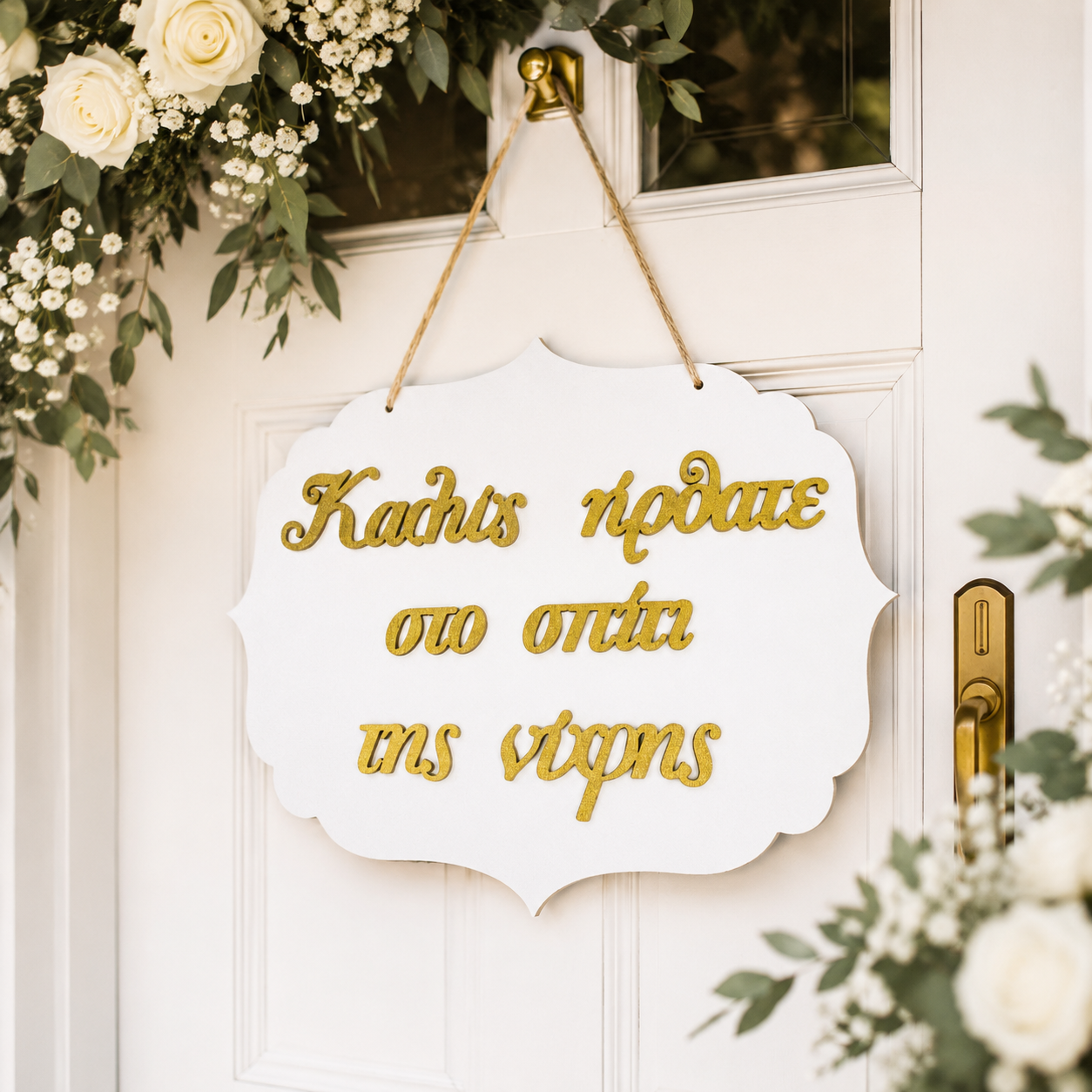 Welcome to the Bride's House 3D Wooden Sign White/Gold