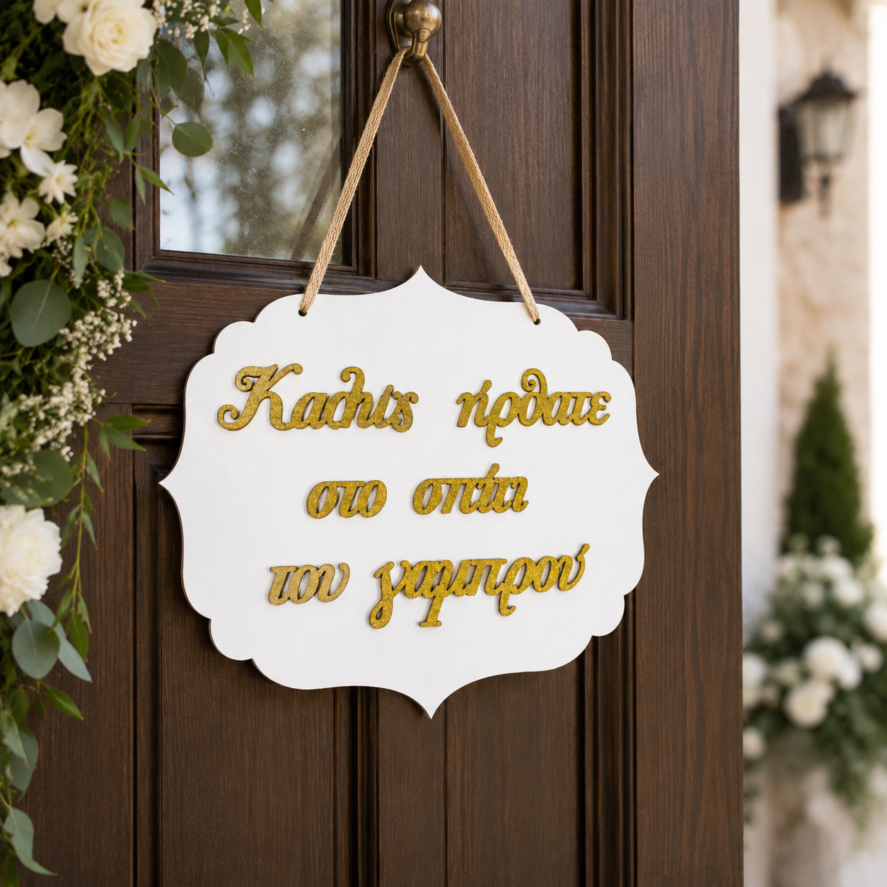 Welcome to the Groom's House 3D Wooden Sign White/Gold
