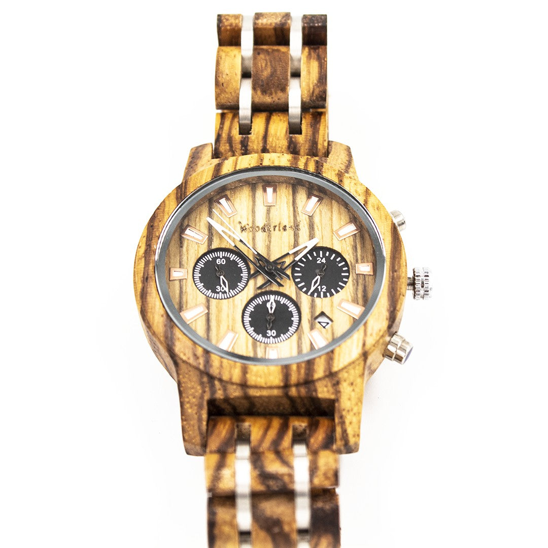 Elevate your style with the Krypton wooden watch - an eco-friendly timepiece made with real wood, featuring a comfortable fit and a brushed silver buckle. The natural wood design adds a unique touch to your everyday wear, and each watch comes in a beautiful box, making it the perfect gift or addition to your collection. Shop now!
