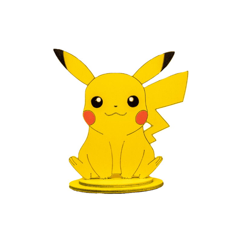 Pikachu Wooden Figure with Stand