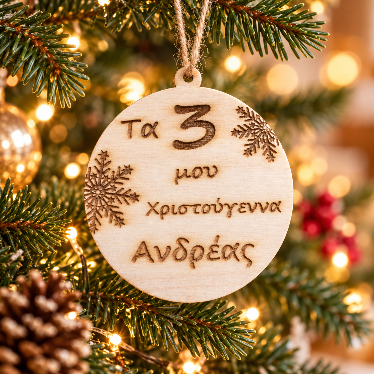 Christmas Ornament Custom Age in a warm Christmas setting