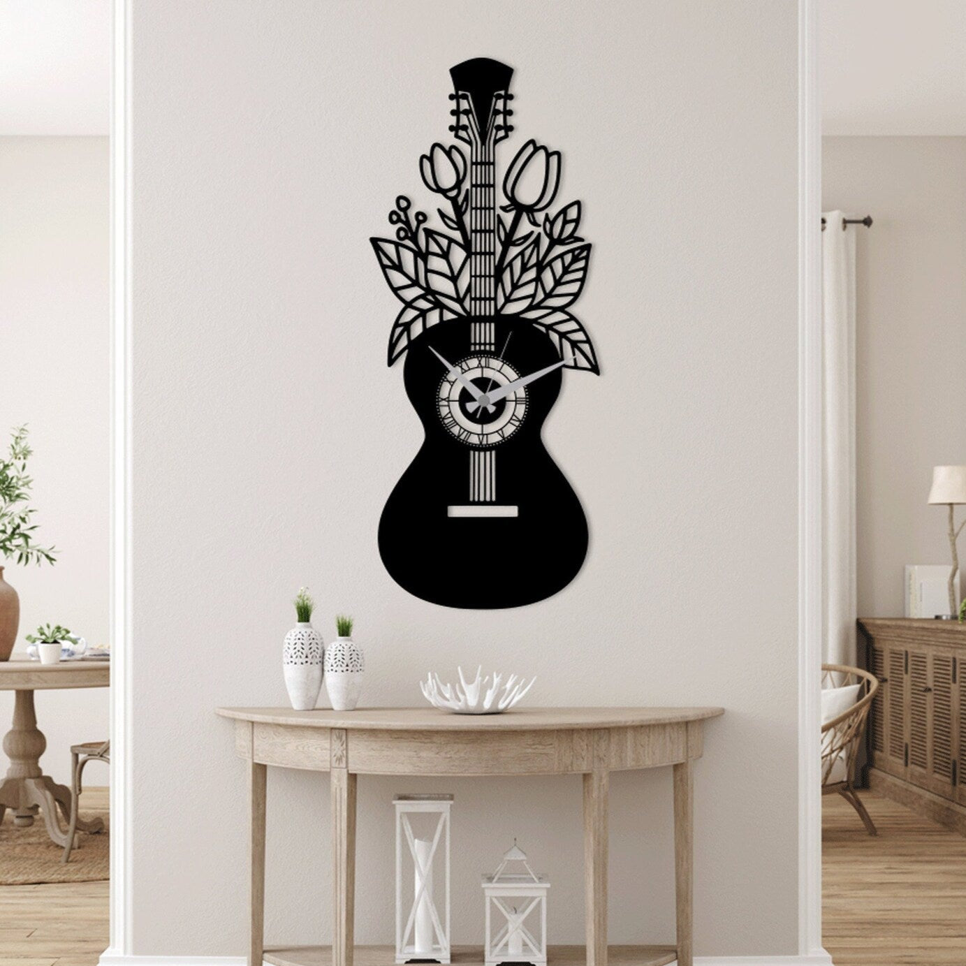 Minimal Wooden Wall Clock - Strings N Pedals