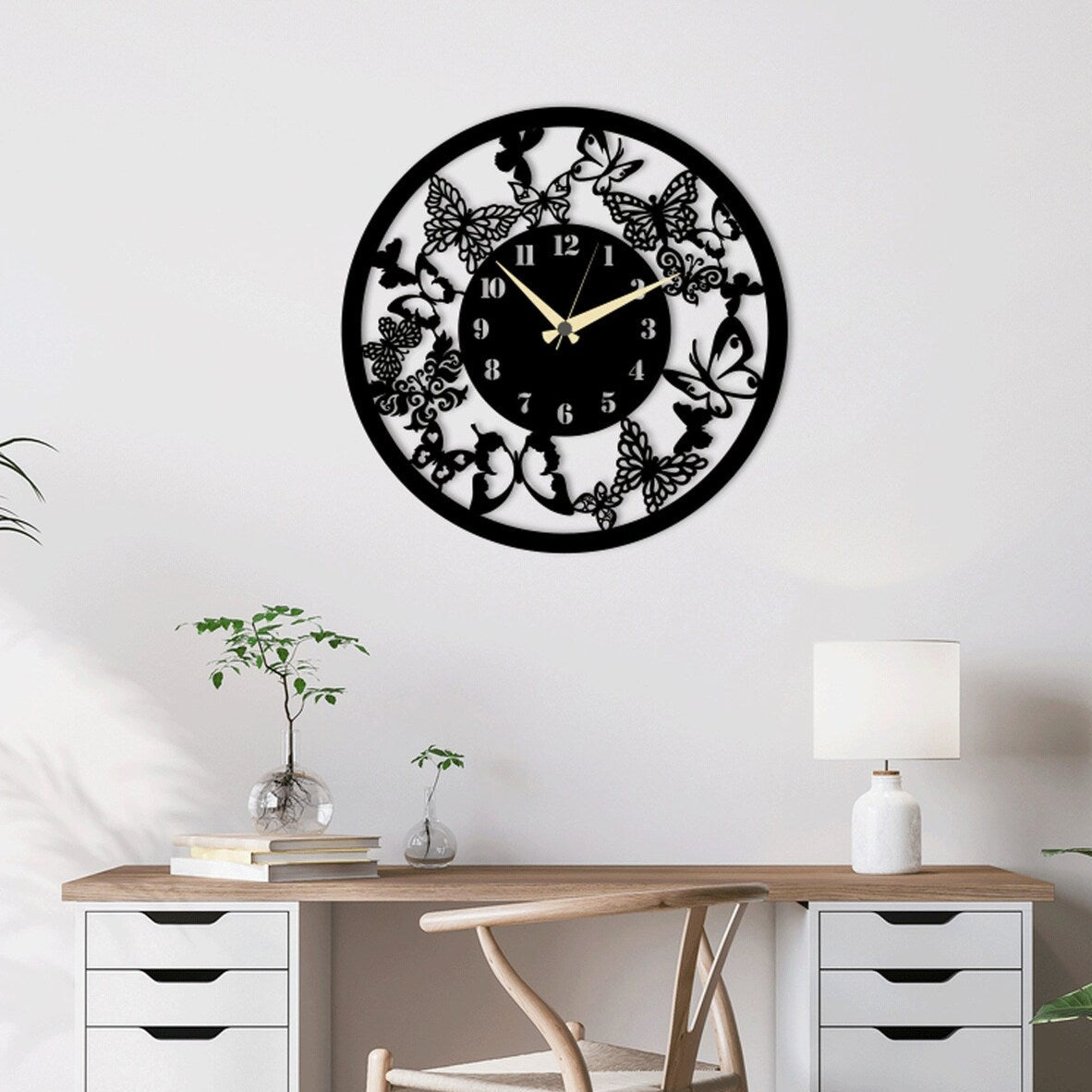 Minimal Wooden Wall Clock - Butter