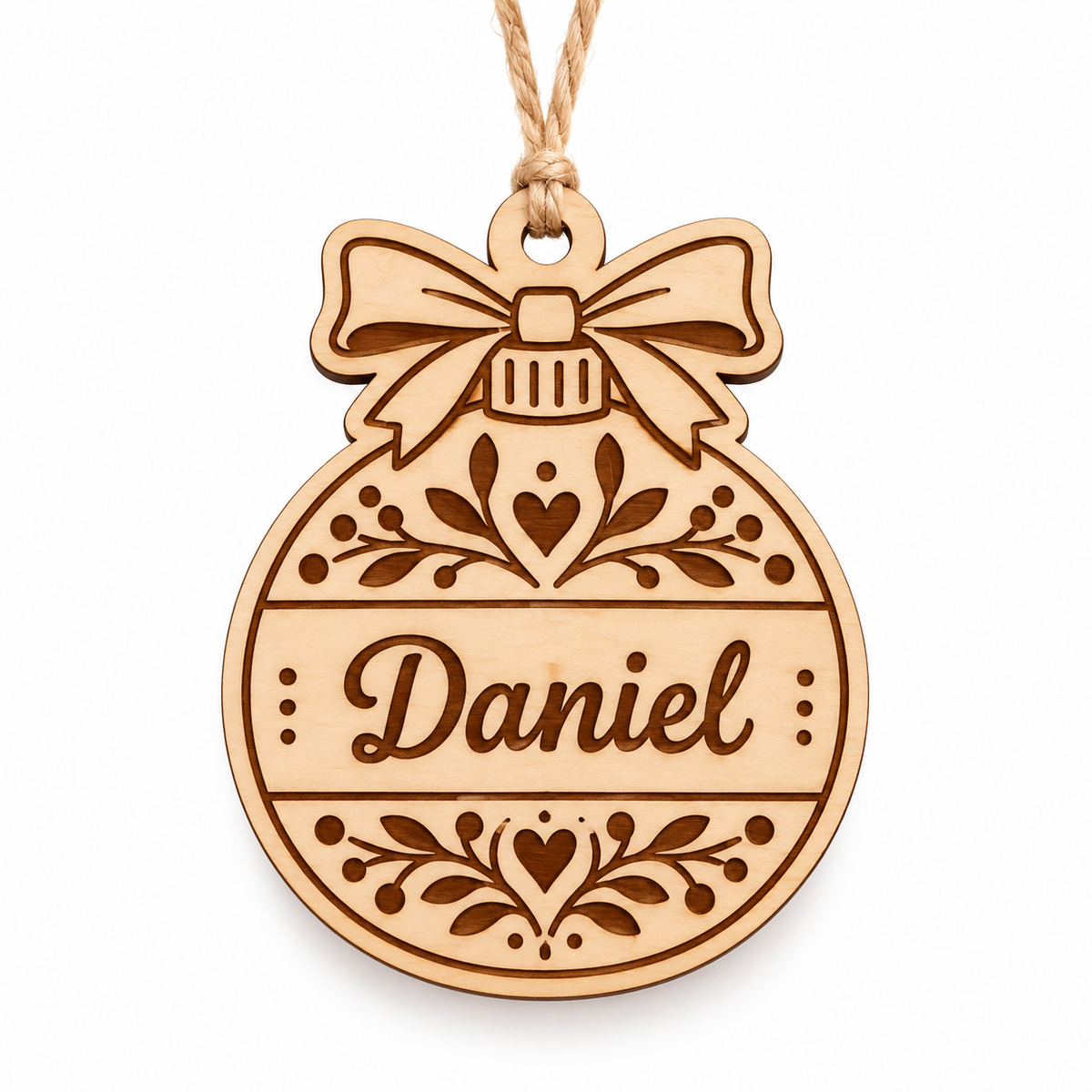 Personalised wooden Christmas bauble gift tag ornament