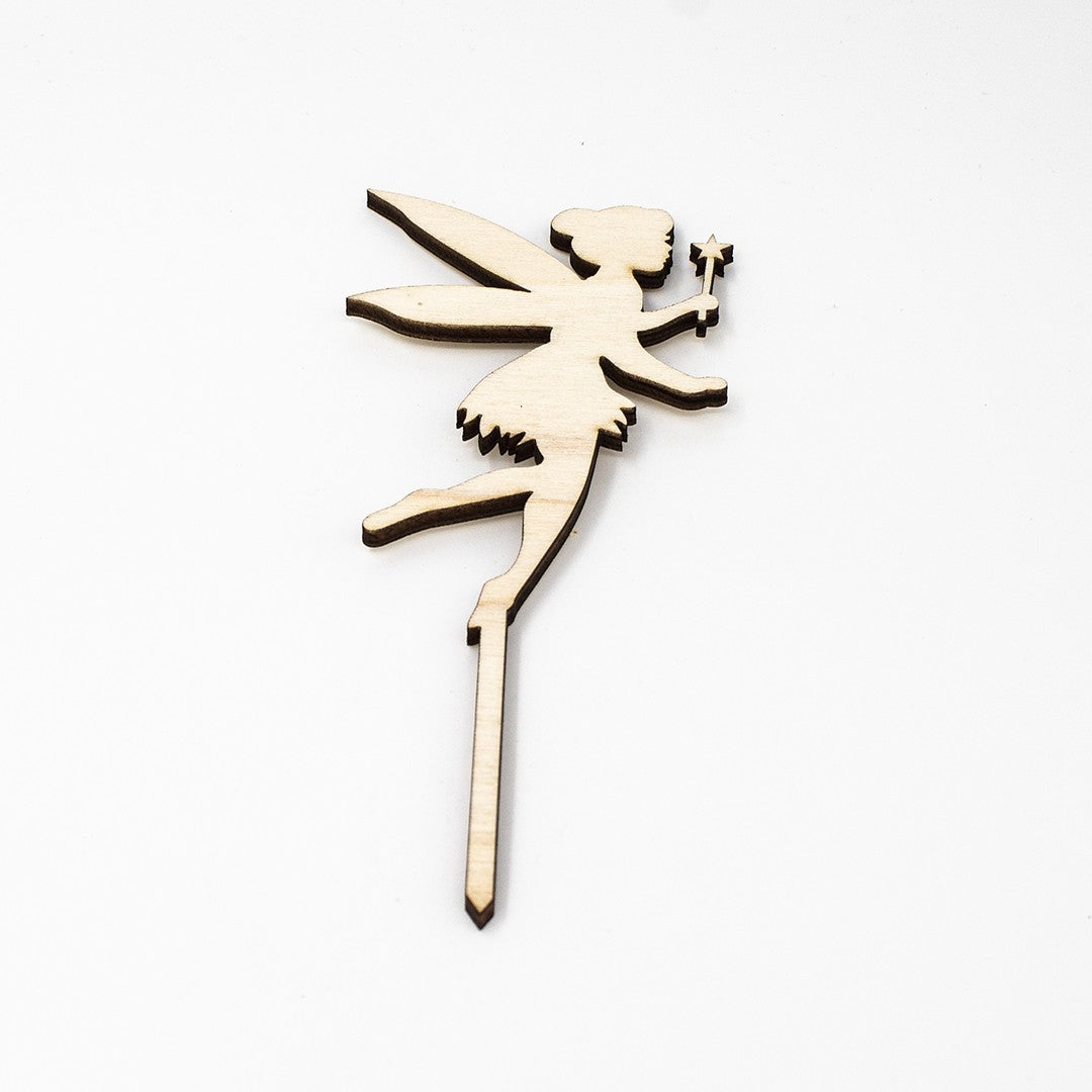 Wooderland laser-cut natural plywood fairy cake topper for princess themed birthday parties