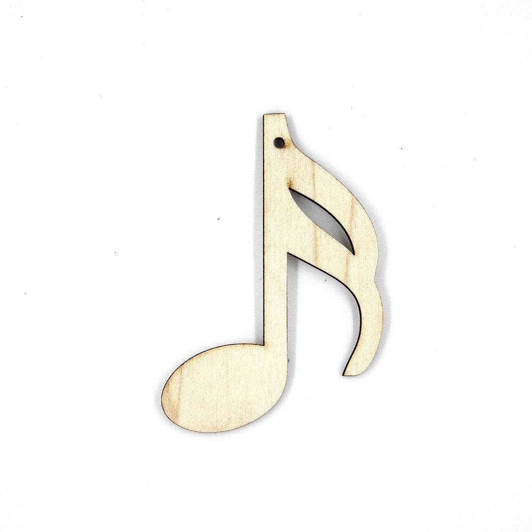 Wooderland custom laser-cut wooden musical note figure made from premium plywood with a small hanging hole.