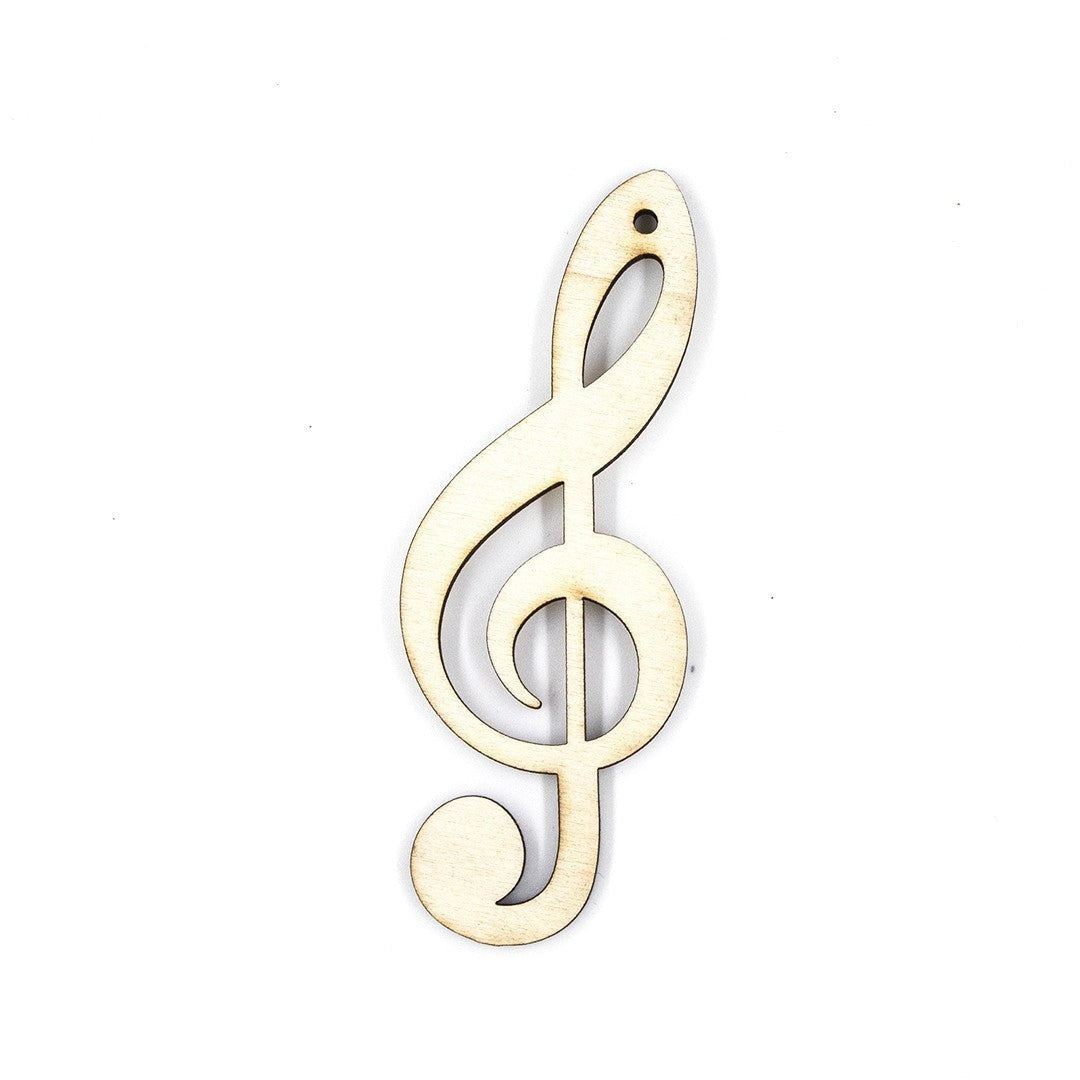 Wooderland custom laser-cut wooden treble clef music symbol ornament made from premium plywood