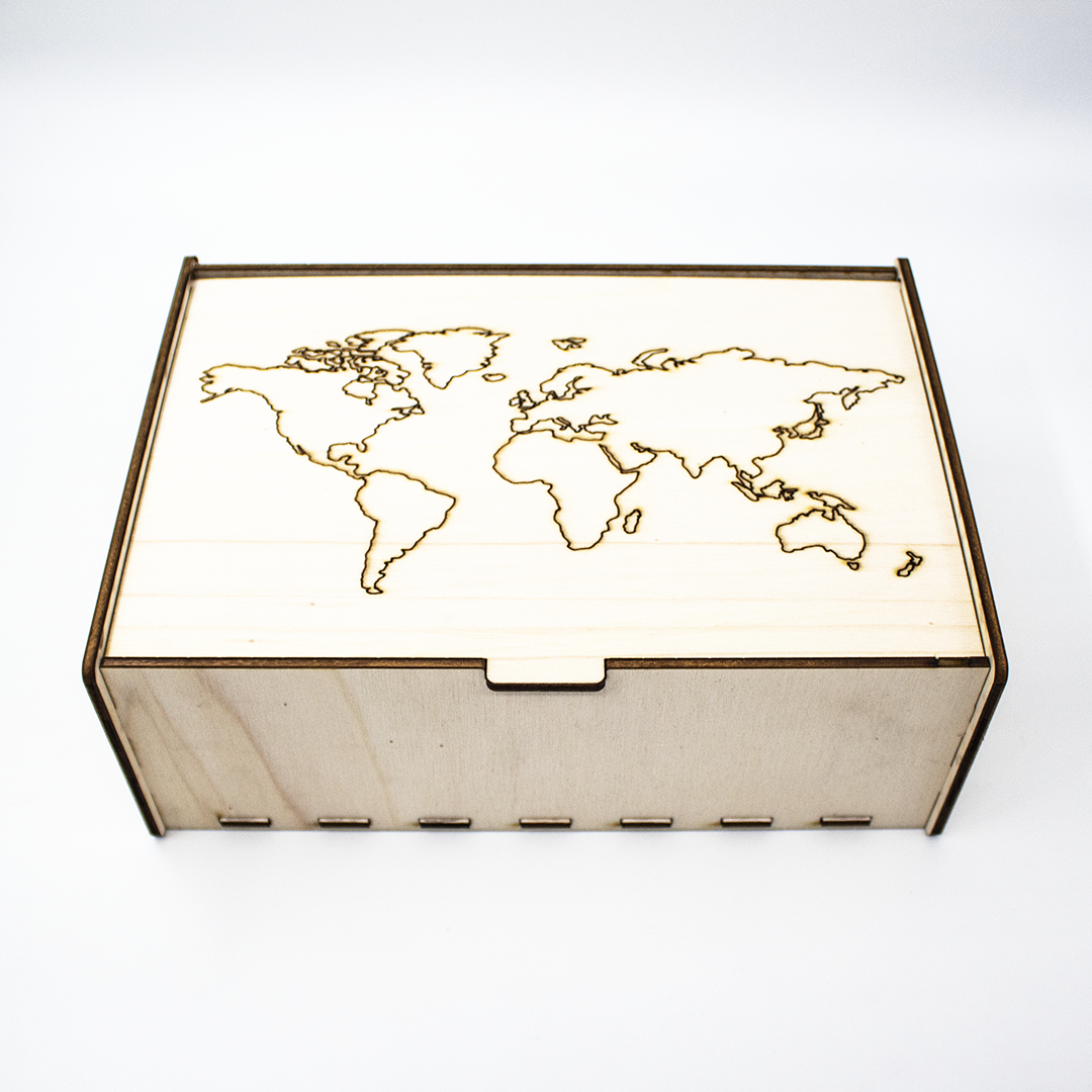 Personalized World Map Wooden Box - Unique Travel Keepsake