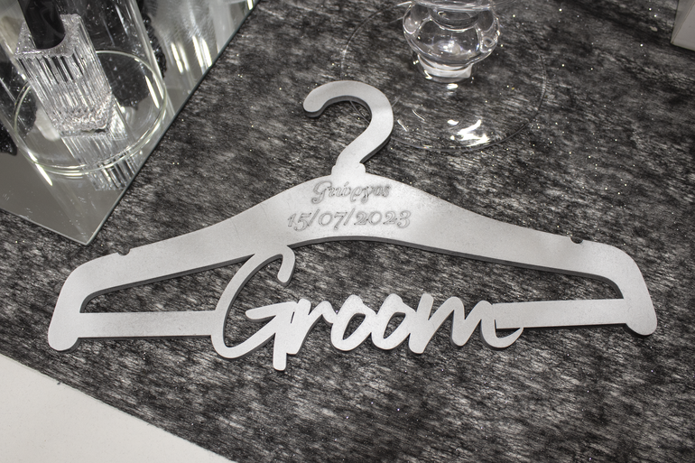 Personalized Groom's Wooden Hanger - High-quality natural wood hanger with custom engraving of the word "Groom." Sleek and durable design, perfect for displaying wedding suit. A unique keepsake for your special day