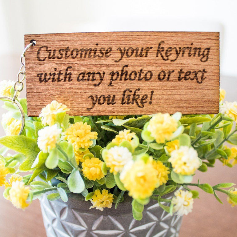 Customized Wooden Keyrings | Wooden Engraved Text Keychain | Custom Photo Keychain - Wooderland