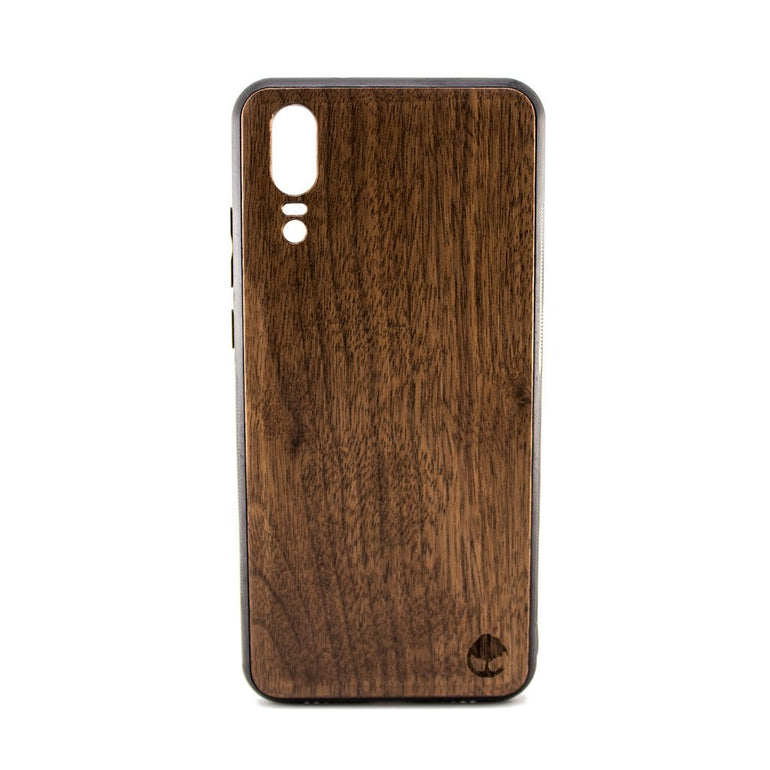 Protective wooden case for Huawei P20 with unique wood grain and natural feel, hand-polished and impact-resistant design for maximum protection and style.