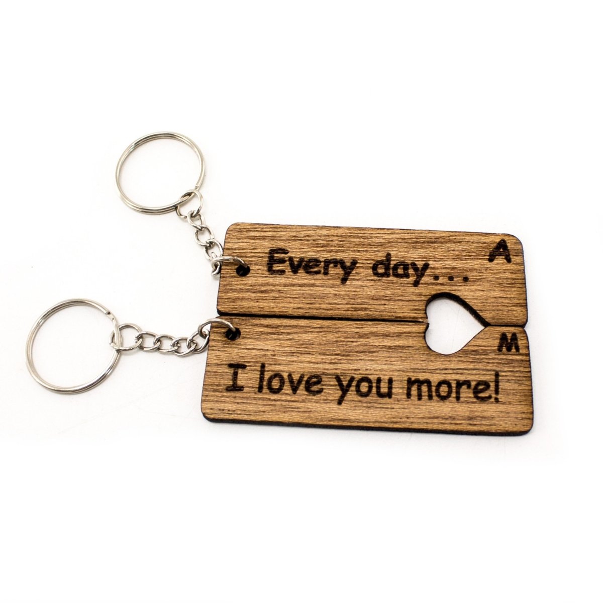 My Whole Heart Wooden Keyring | Heart Shaped Keychain | Best Custom Gift for Boyfriend/Girlfriend - Wooderland